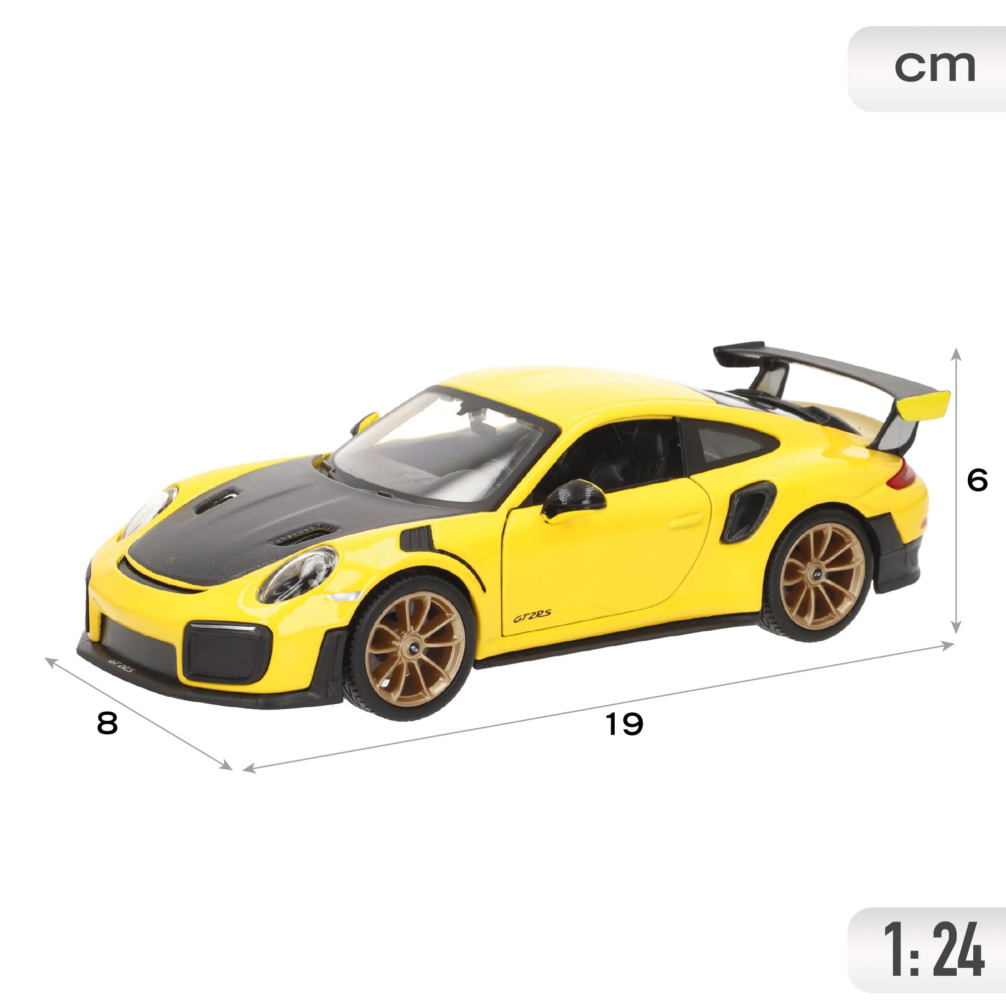 Maisto 1:24 Porsche 911 GT2 RS Diecast Model Car - Yellow and Black 18