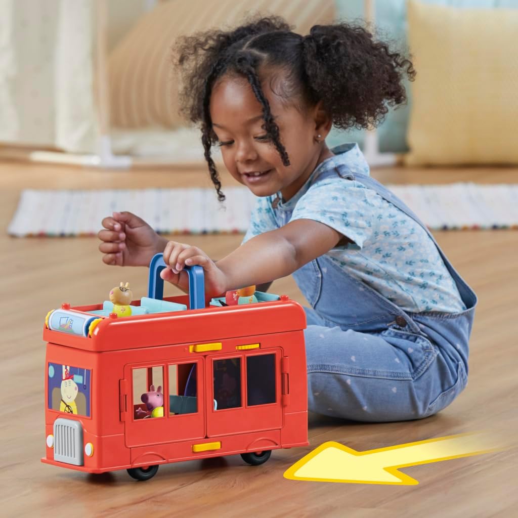 Peppa Pig Peppa’s 2-in-1 Party Bus Playset - 3-Floor Interactive Playset for Ages 3+ 4