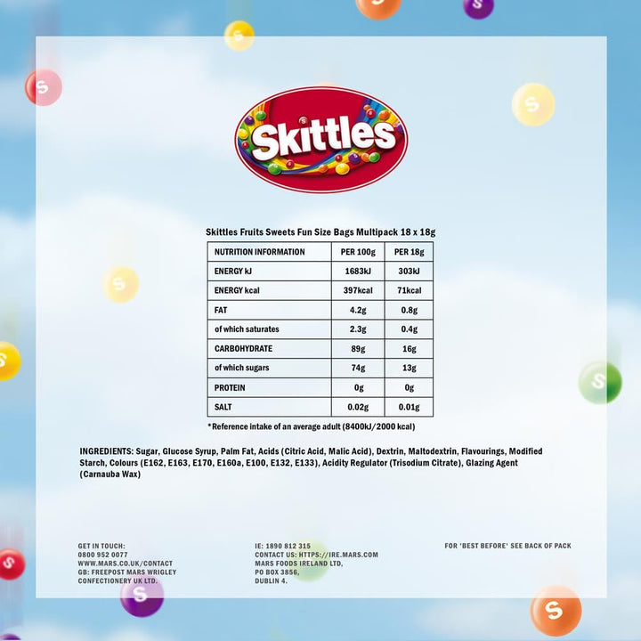Skittles Fruit Funsize Chewy Sweets 324g