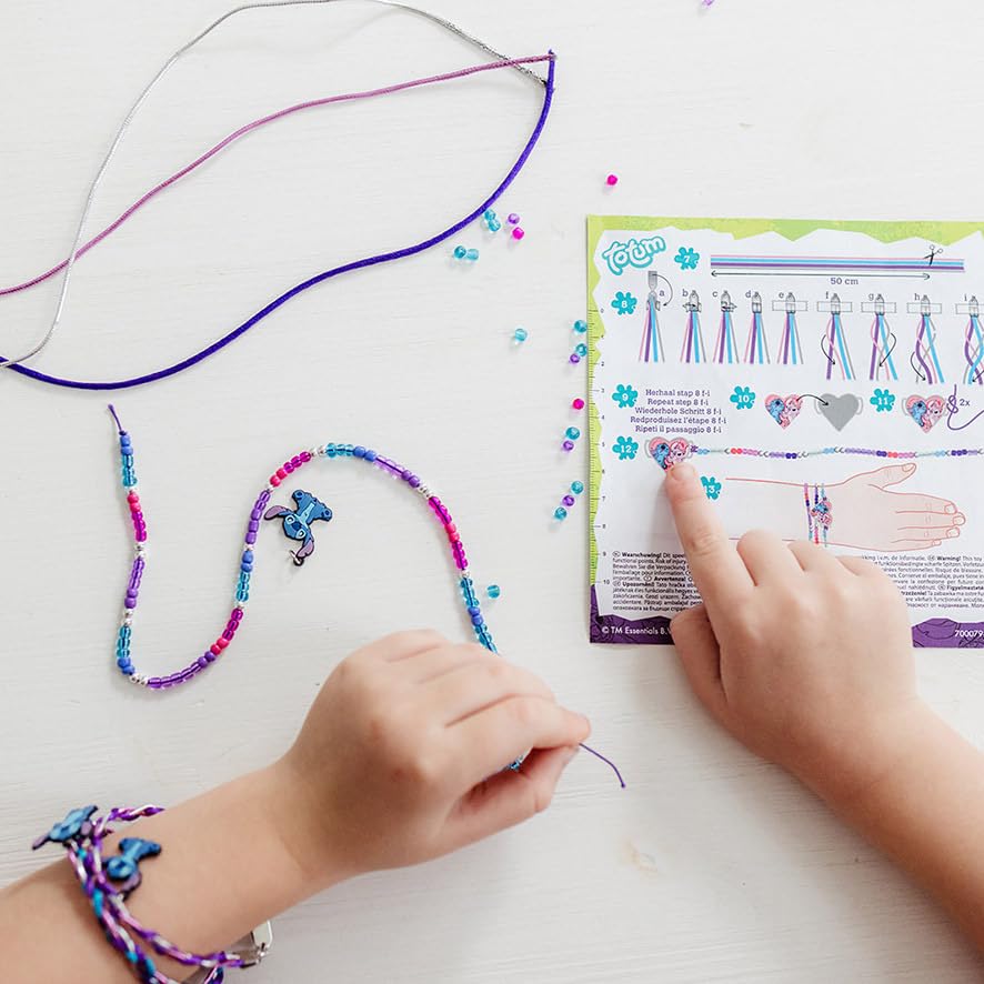 Totum Stitch Disney Charm Bracelet - DIY Glass Bead Bracelet Set for Kids 6