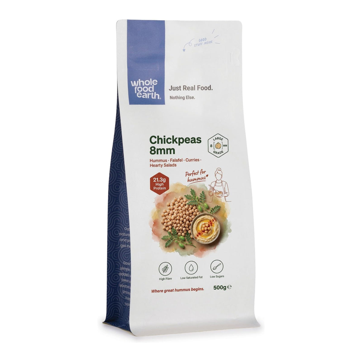 Wholefood Earth Dried Chick Peas 8mm (Ideal for Hummus) - 500g