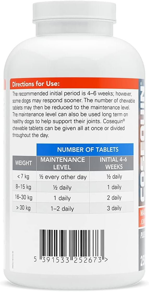 Nutramax Cosequin Maximum Strength Joint Supplement for Dogs - 250 Count Tablets 6