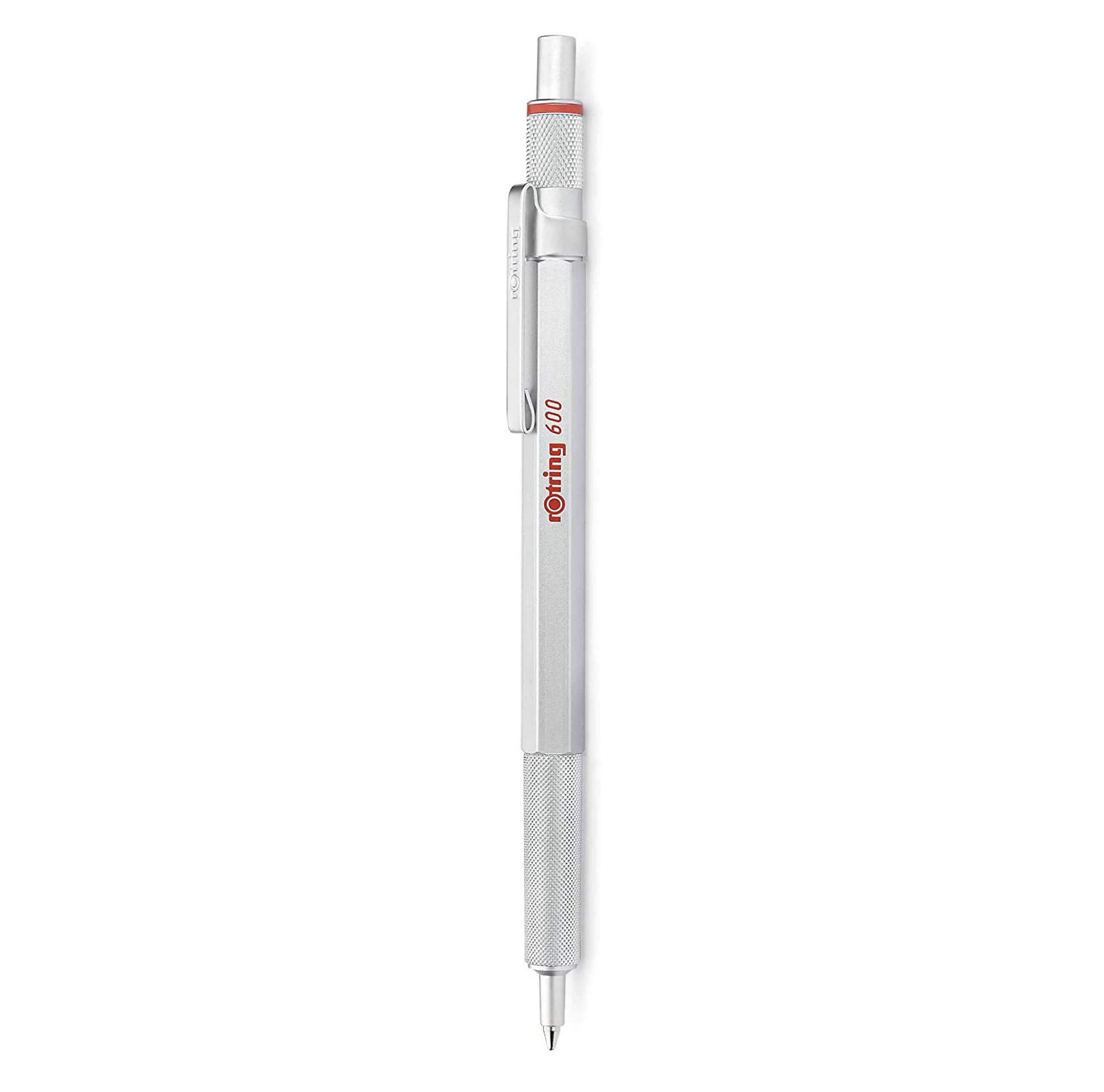 rOtring 600 Retractable Ballpoint Pen - Medium Point Black Ink | Full Metal Body | Silver 1