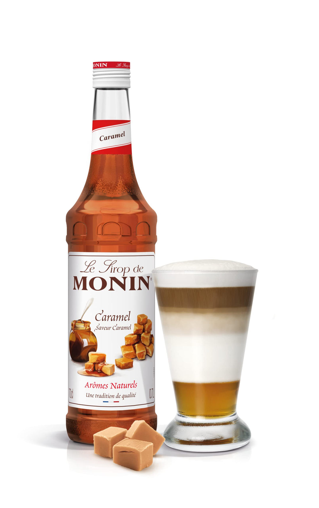MONIN Premium Caramel Syrup 1L - Vegan, Allergen-Free, Natural Flavouring for Coffee, Cocktails & Desserts