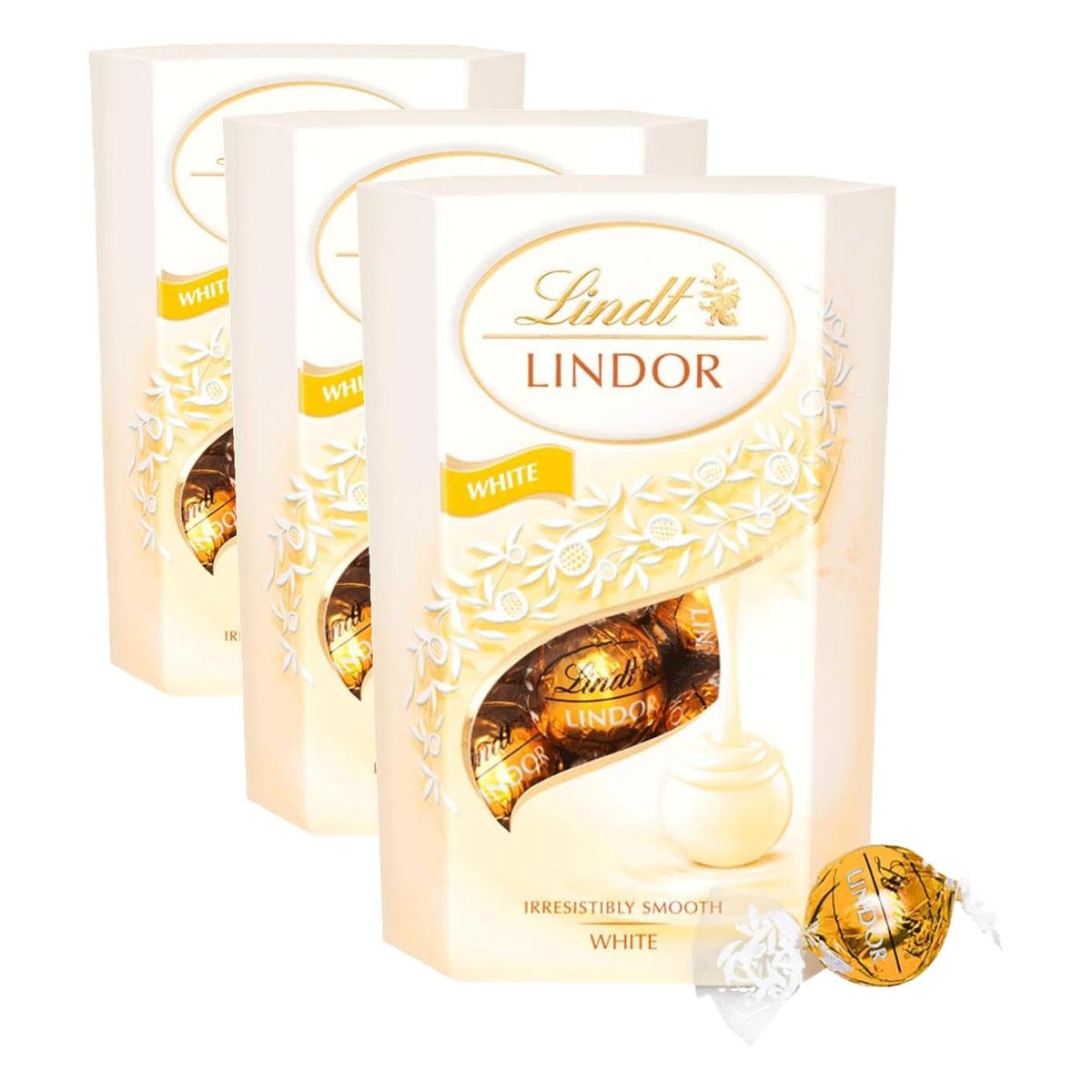 Lindt Lindor White Chocolate Truffles - Approx. 16 Balls, 200g, Pack of 3