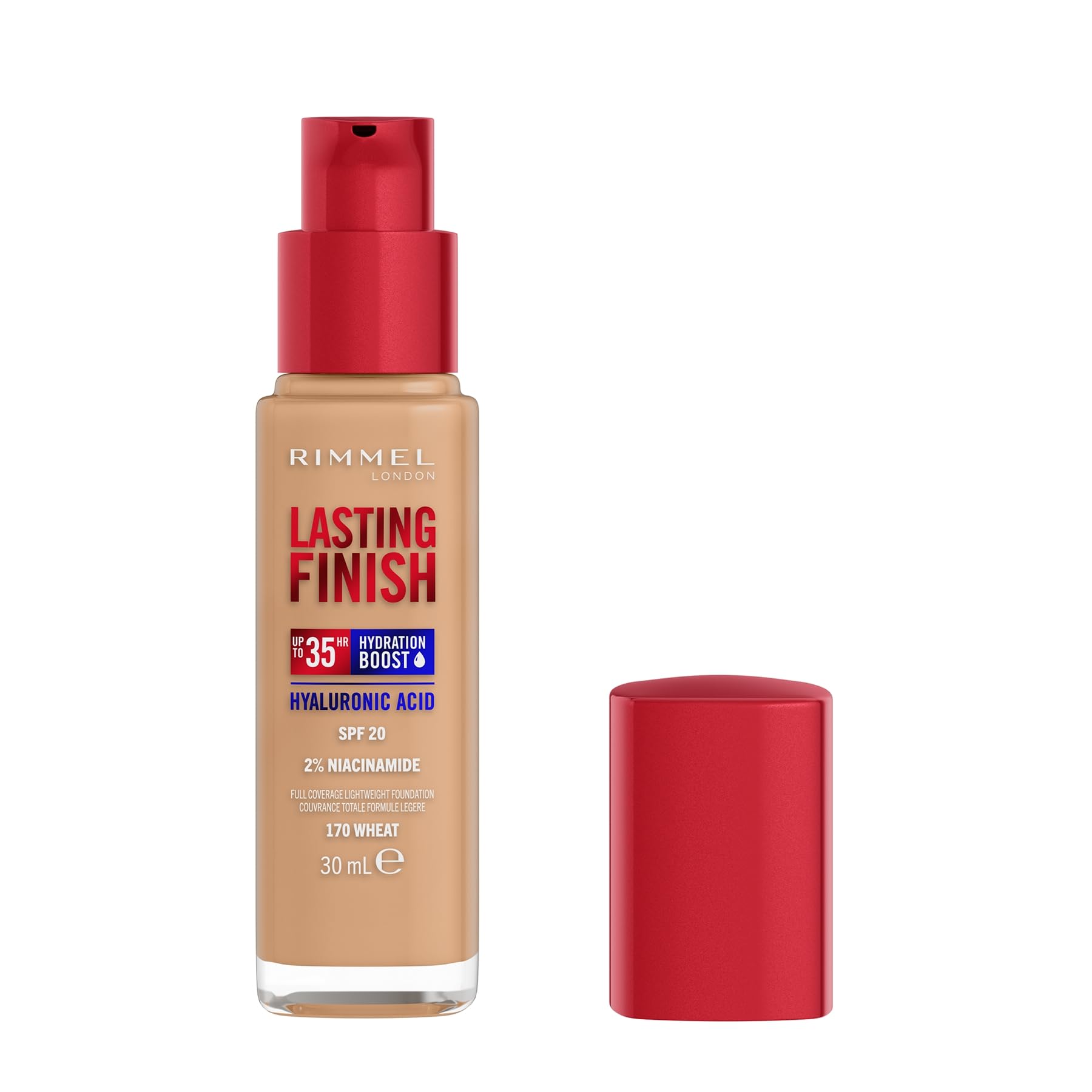 Rimmel Lasting Finish 35Hr Foundation 170 Wheat - Full Coverage Hydrating Liquid Foundation with SPF20