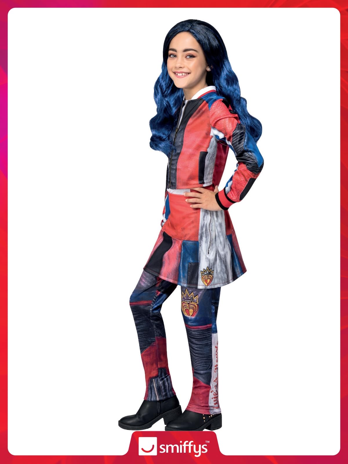 Smiffys Disney Descendants Evie Costume - Kids All-in-One Mock Jacket and Skirt
