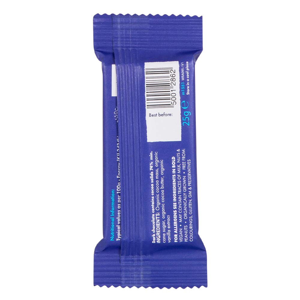 Montezuma - FitzRoy 74% Cocoa Dark Chocolate Mini Bar, Organic, Vegan, Gluten-Free