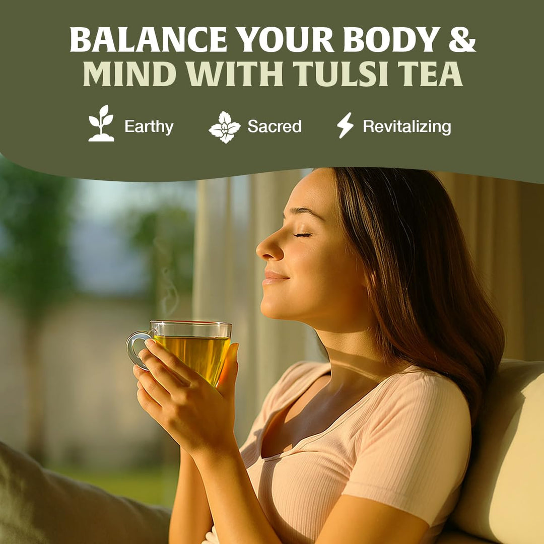 HANDPICK Holy Basil Tea Bags (100 Count) Caffeine-Free, Non-GMO Tulsi Leaves Herbal Tea