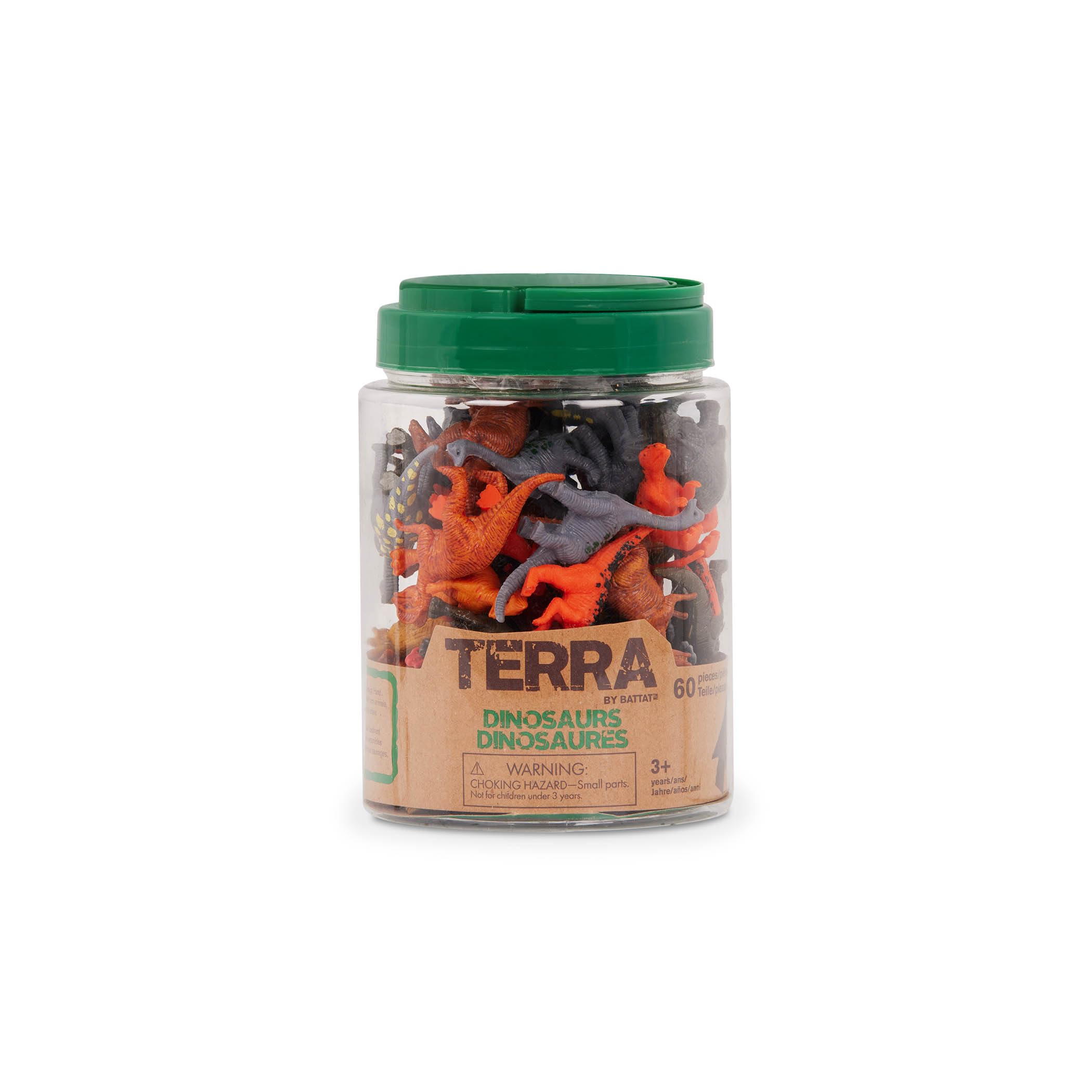 Terra by Battat 60-Piece Miniature Dinosaur Figures Tube | Assorted Plastic Animals for Ages 3+ 5