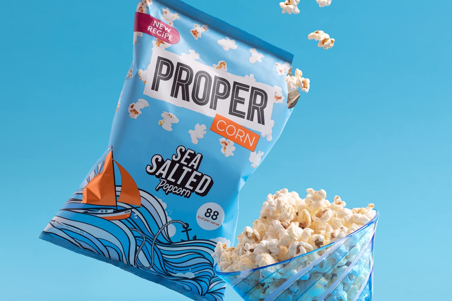 PROPER Lightly Sea Salted Popcorn - Natural Sea Salt Seasoning, Vegetarian Snack