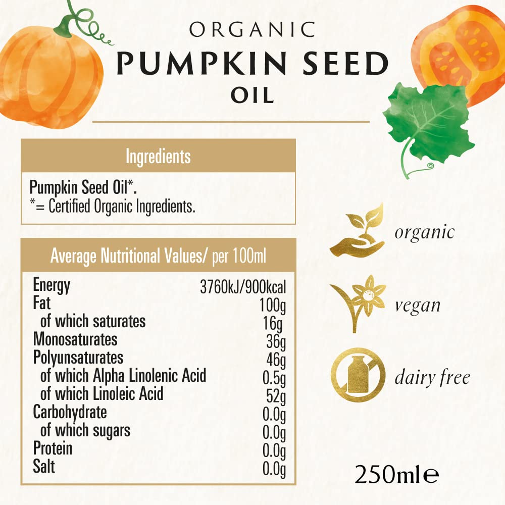Biona Organic Pumpkin Seed Oil - Cold Pressed | 250 ml | Great Taste Award Winner 2024