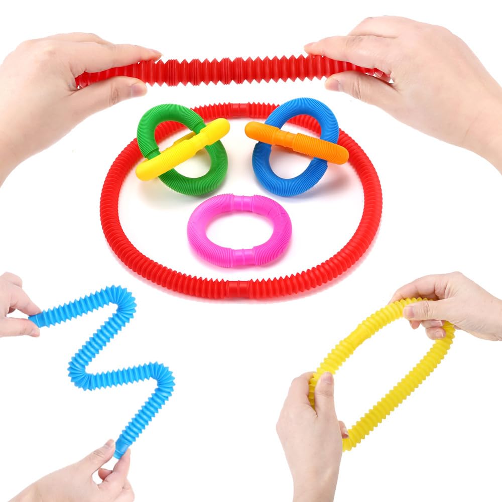 RAM ONLINE Pop Tube Sensory Toy - 20 Pack Colourful Fidget Tubes for Kids Ages 3+ 6
