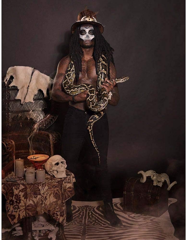 Boland Voodoo Buluku Top Hat with Black Rasta Curl Hair - Adult Fancy Dress Accessory