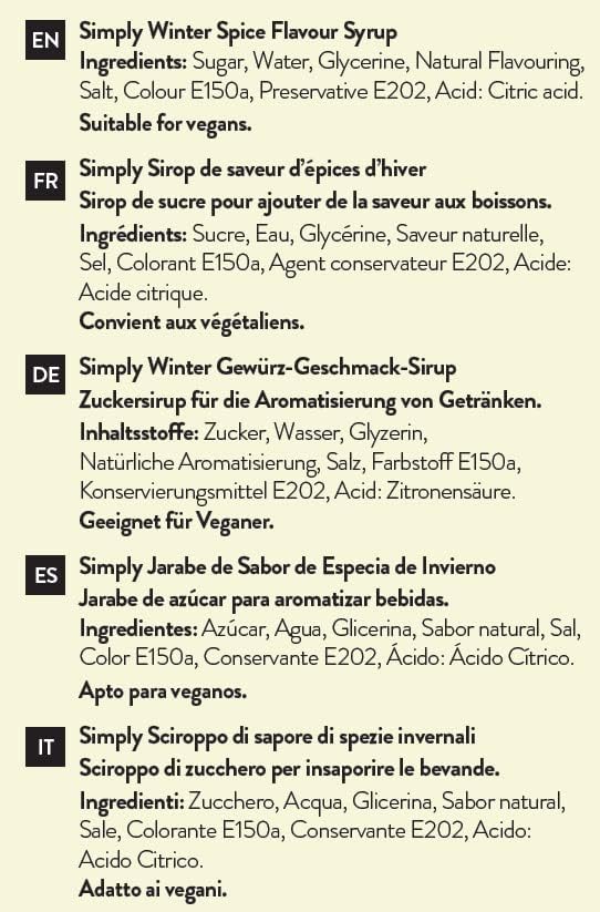 Simply - Winter Spice Syrup 1 Litre 3