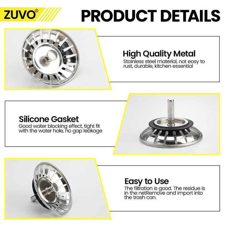 Zuvo 78mm Stainless Steel Kitchen Sink Strainer Plug Replacement