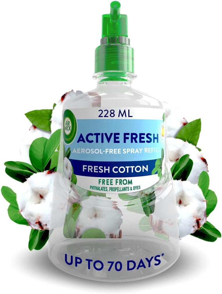Air Wick - 24/7 Active Fresh Aerosol-Free Automatic Air Freshener Spray Refill | Fresh Cotton | 24x