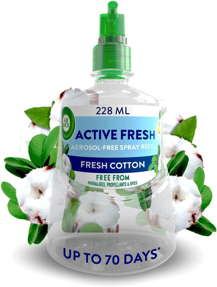 Air Wick - 24/7 Active Fresh Aerosol-Free Automatic Air Freshener Spray Refill | Fresh Cotton | 24x