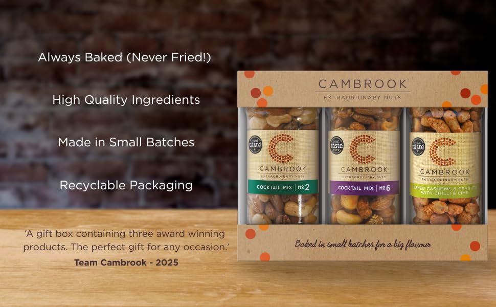 C Cambrook Extraordinary Nuts - 3 Jar Gift Set with Cocktail Mix 6 (170g) & Mix 2 (175g)