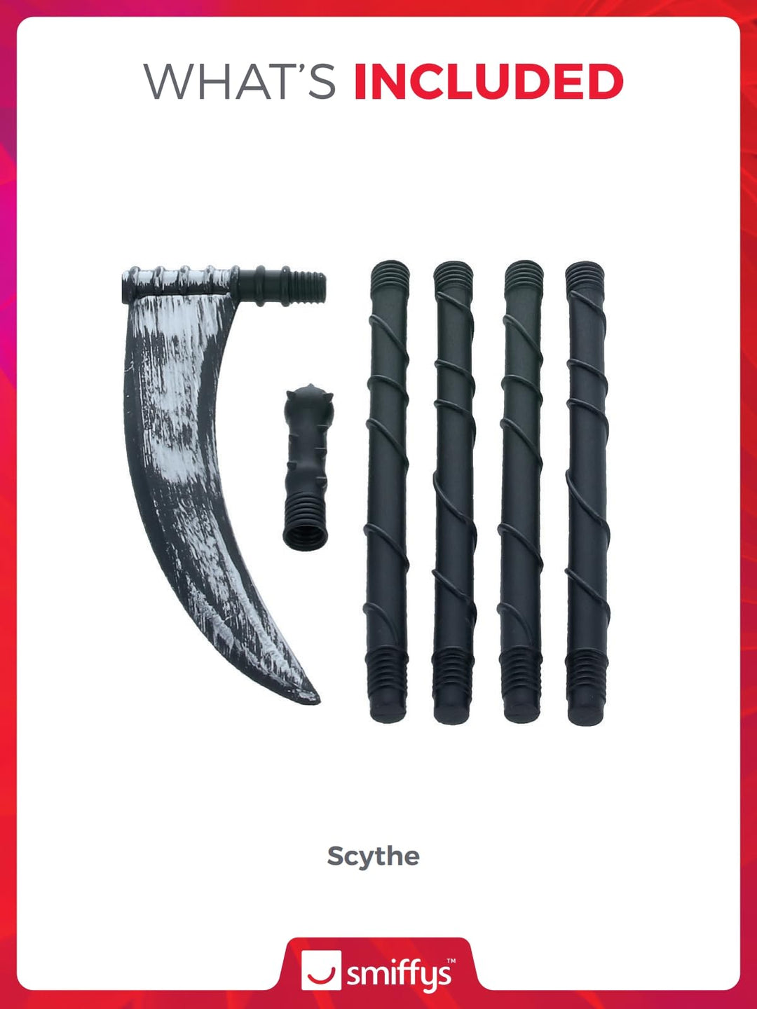 Smiffys Grim Reaper Extendable Scythe Black 138cm/54in Halloween Fancy Dress Accessory