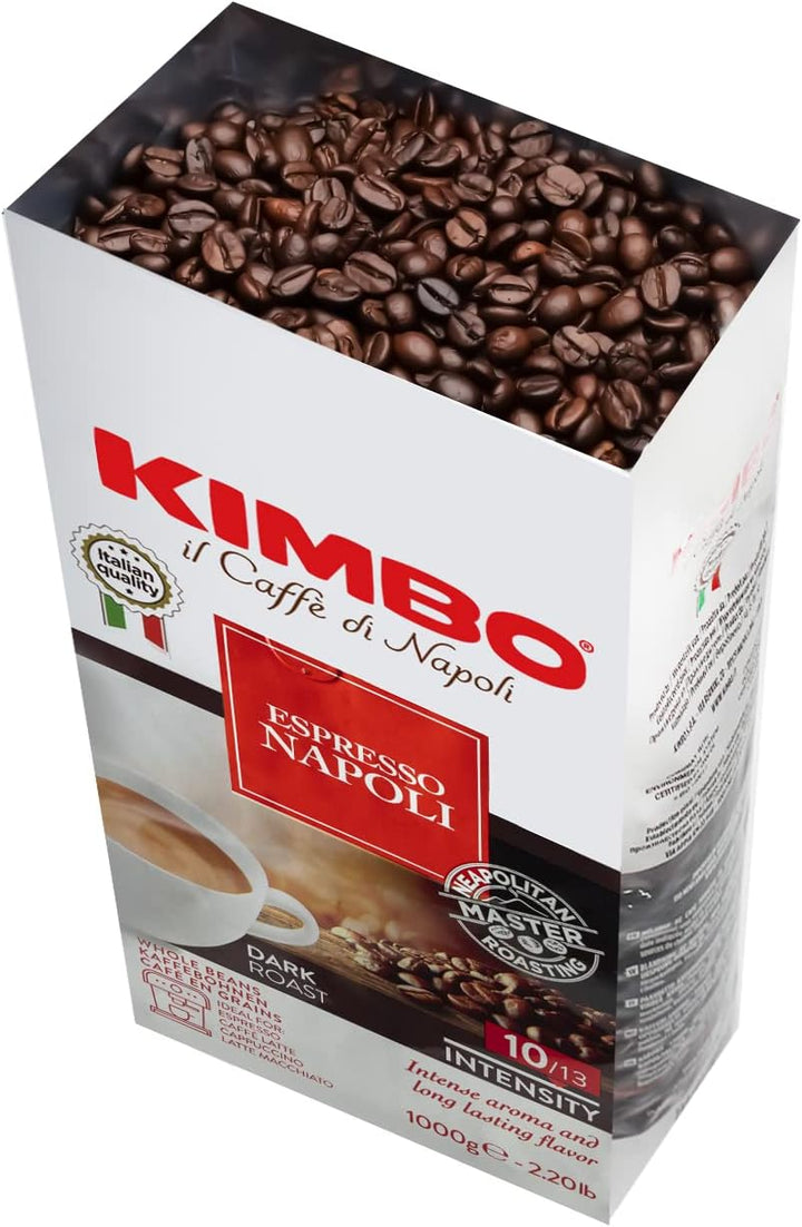 Kimbo Espresso Napoletano Whole Coffee Beans, Dark Roast, 1kg Bag