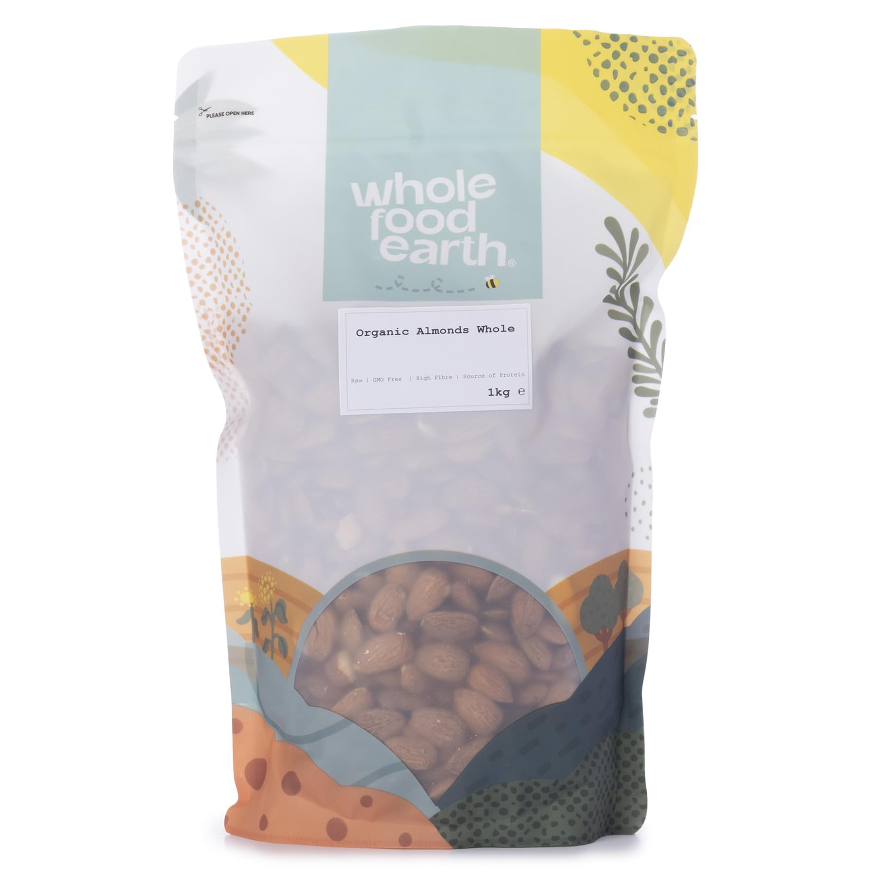 Wholefood Earth Organic Almonds Whole - 1kg | Raw | GMO Free | Vegan 1