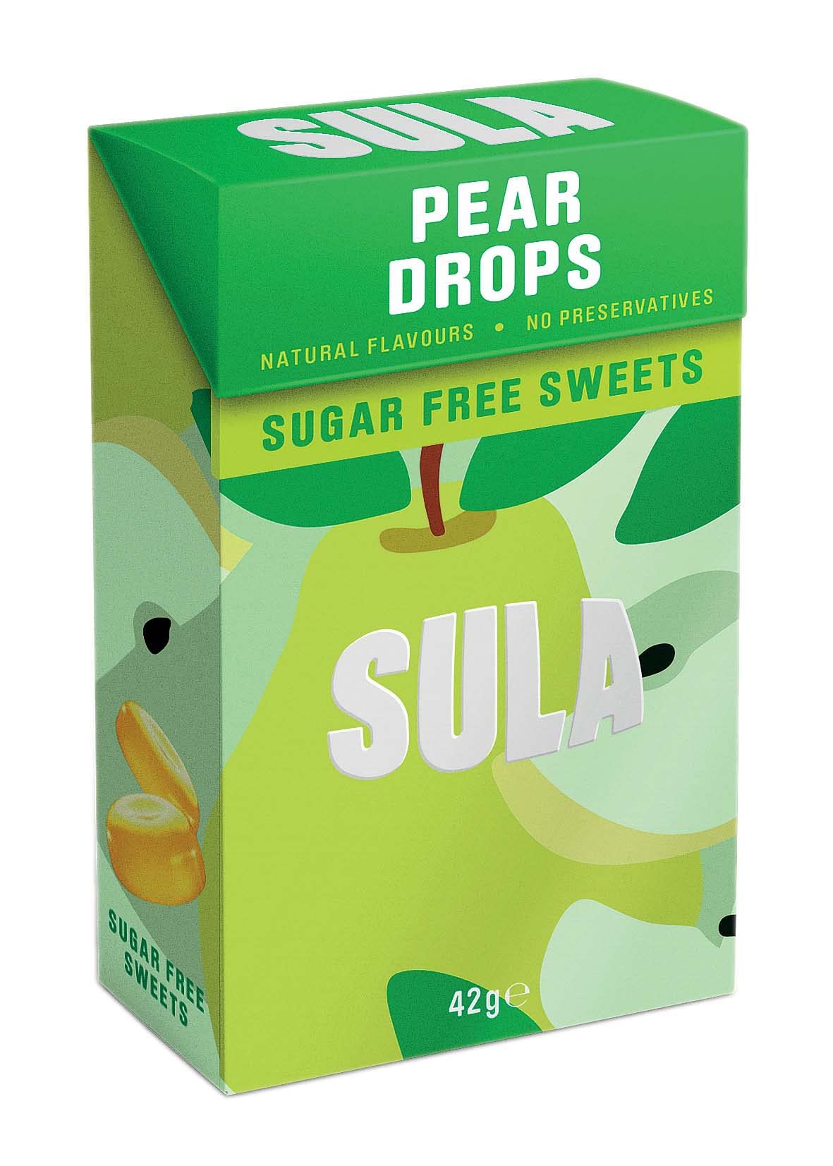 Sula Pear Drops - Sugar Free Boiled Sweets with Natural Flavour | 14 Pack of 42g