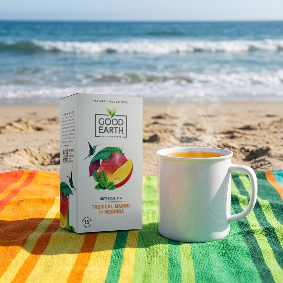 Good Earth Tea Co. Tropical Mango & Moringa Herbal Tea Bags - 15 Count (Pack of 5) 6