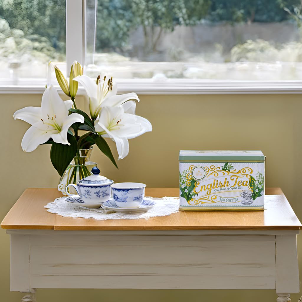 New English Teas - Lily of the Valley Earl Grey Tea Tin with 40 Teabags