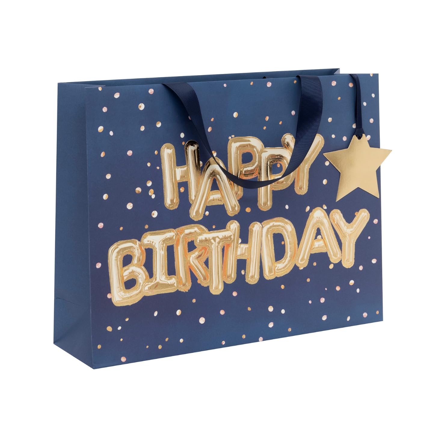 Glick Large Landscape Helium Happy Birthday Blue Gift Bag | 275 x 355 x 100 mm