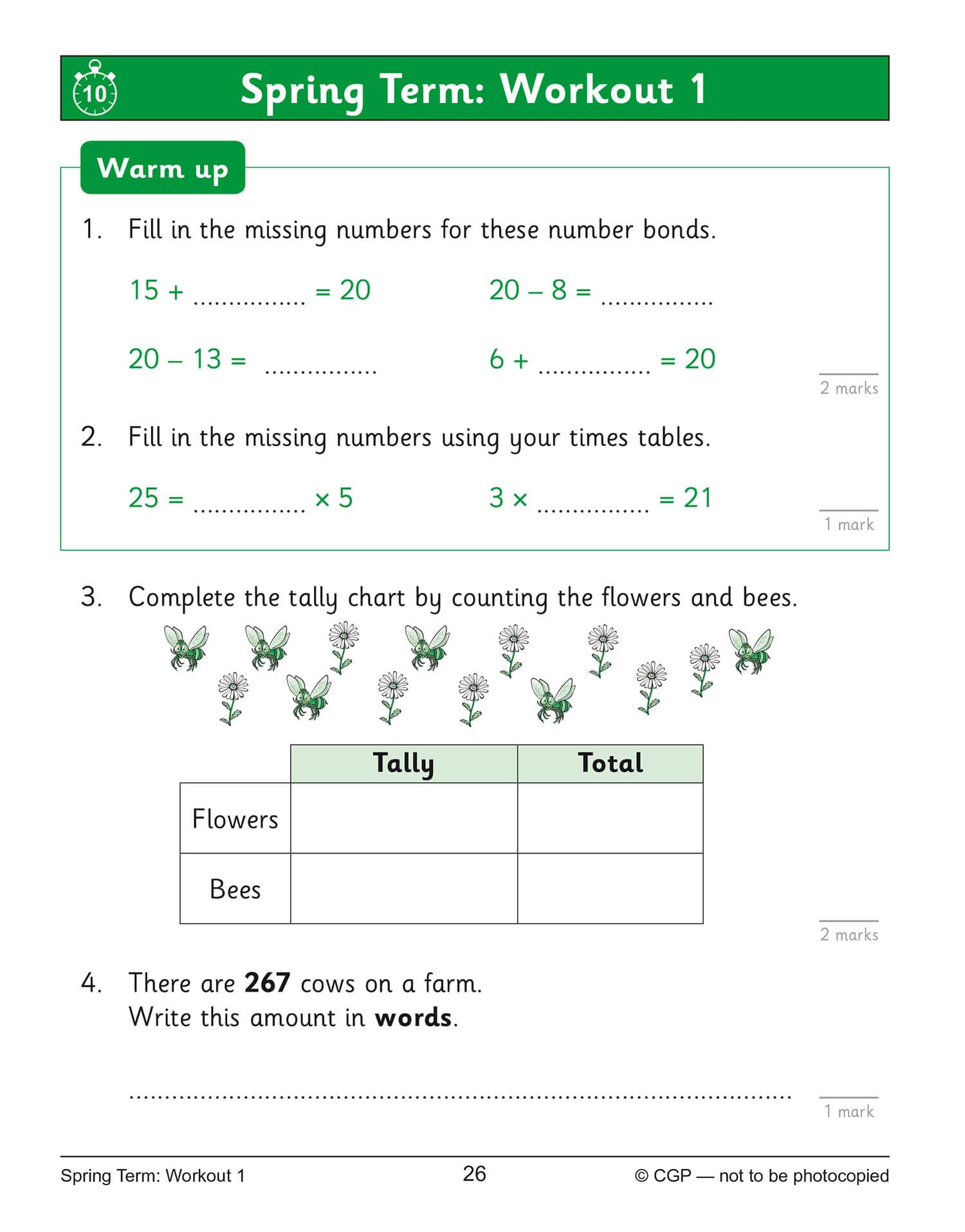 CGP KS2 Maths 10-Minute Weekly Workouts - Year 3 Study Aid | Paperback | English 3