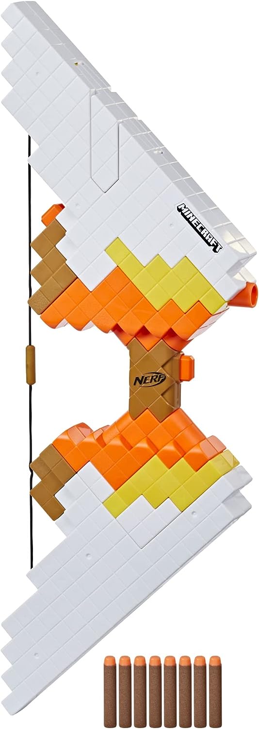 Nerf Minecraft Sabrewing Motorized Bow, Blasts Darts, 8 Nerf Elite Darts, 8-Elite Darts with Clip