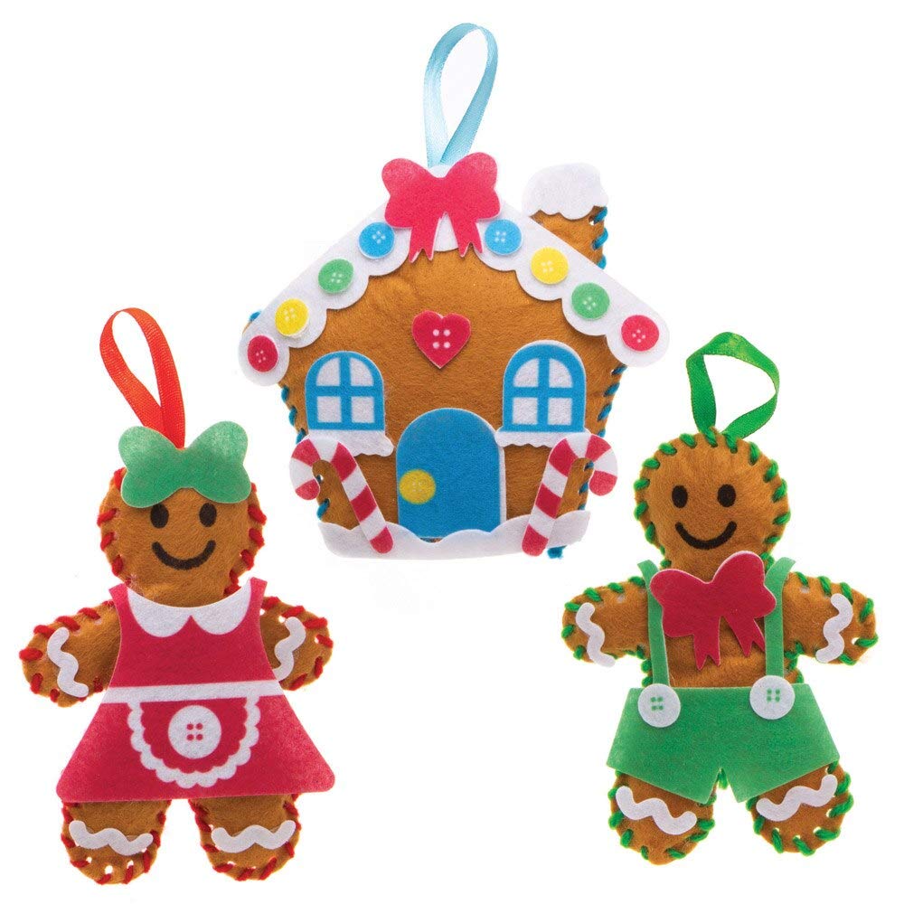 Baker Ross Gingerbread Decoration Sewing Kits - Christmas Craft for Kids Ages 3+