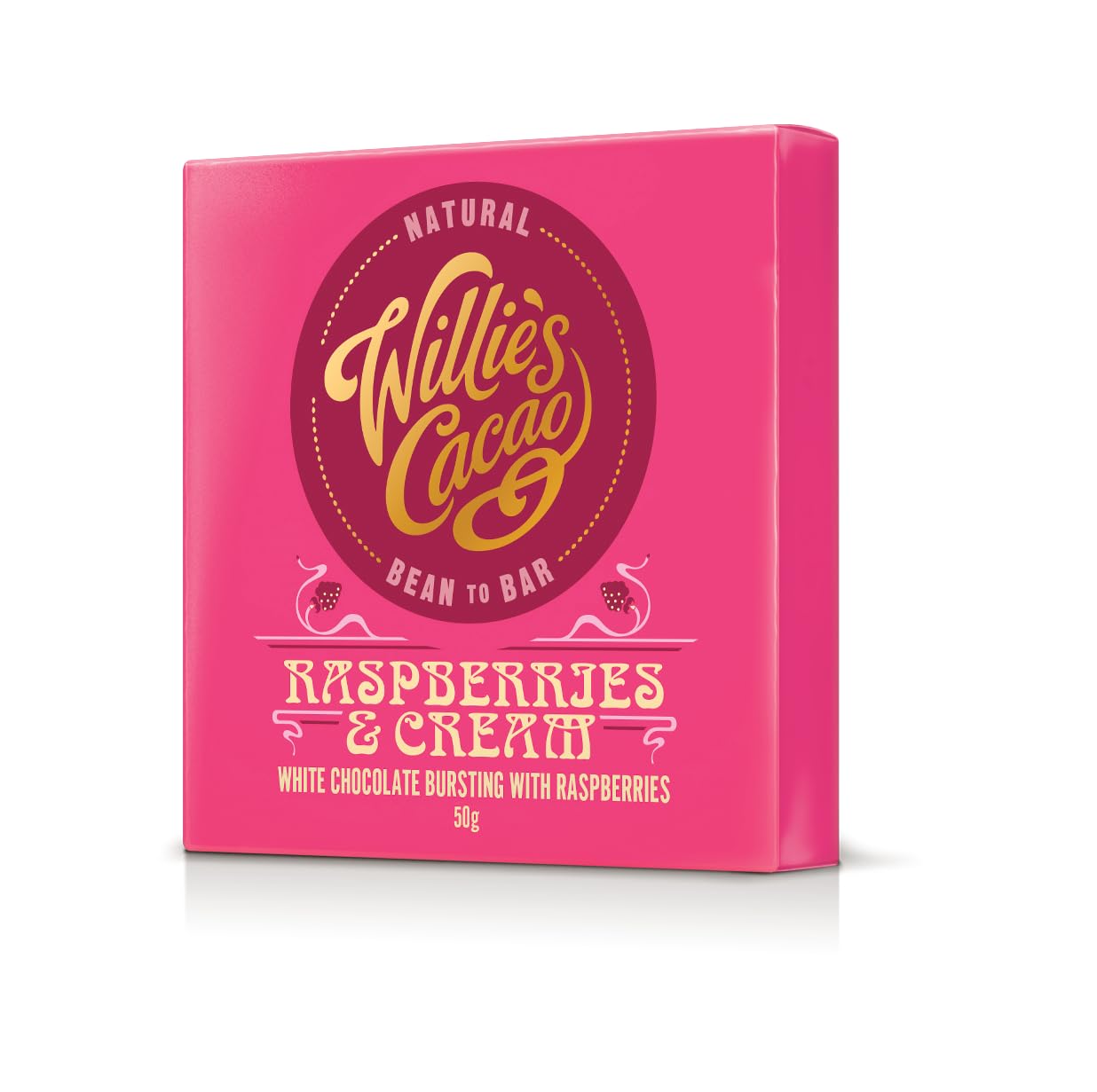 Willie's Cacao Bar - Raspberries and Cream, White Chocolate with Real Raspberries, 50g 4