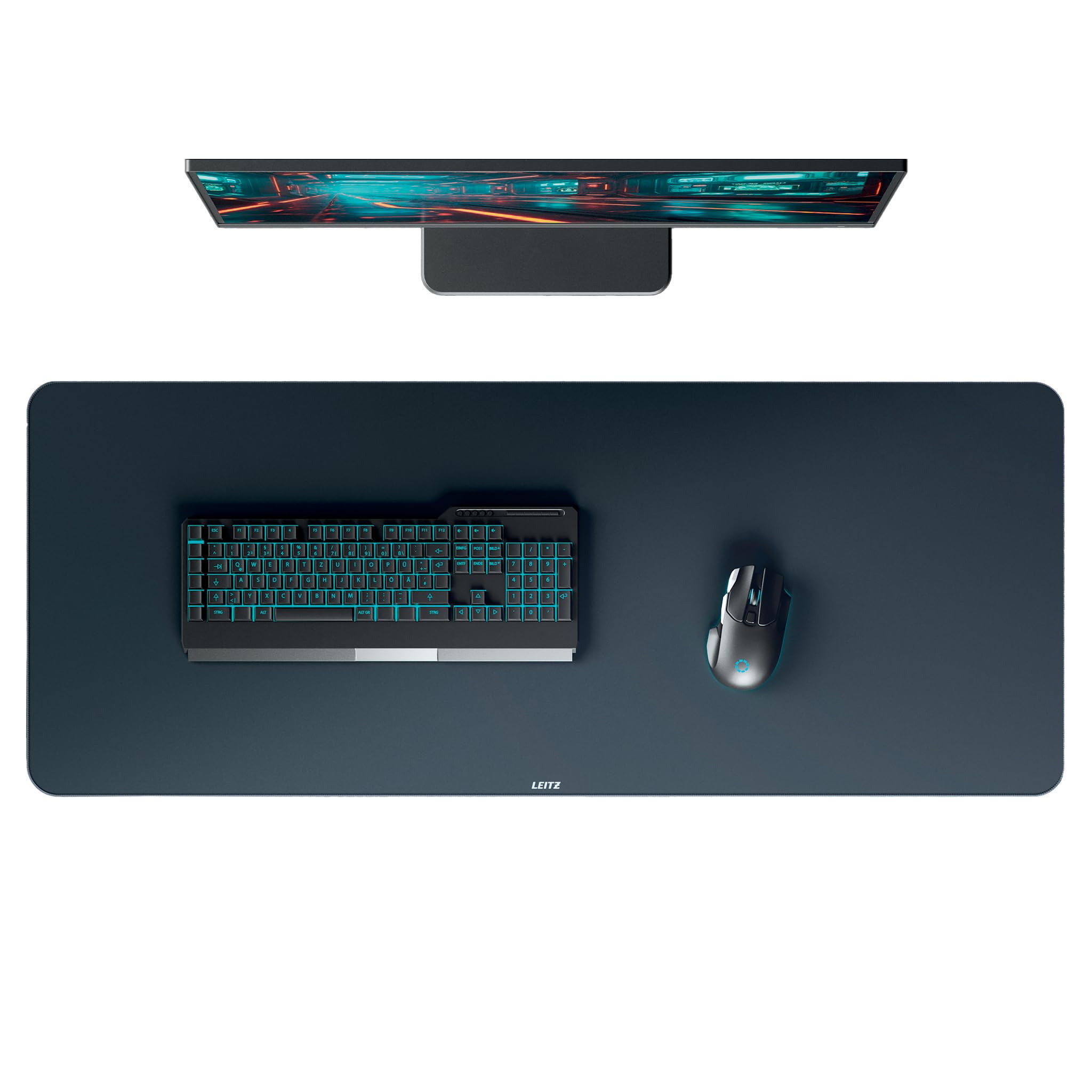 Leitz Extra Large Gaming Mat - 100x40cm | Non-Slip Rubber Backing | Velvet Grey 1