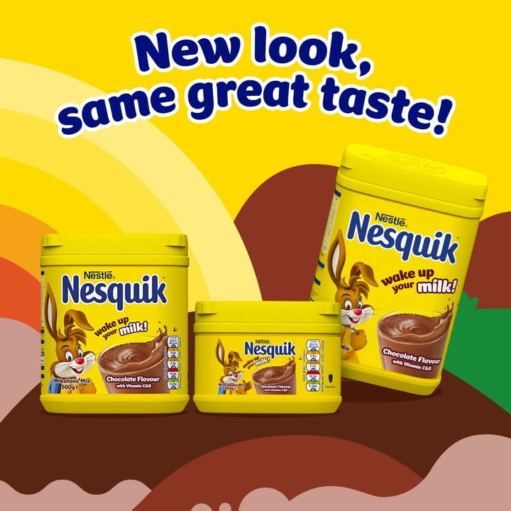 Nesquik Chocolate Flavoured Milkshake Powder 500g Tub (Pack of 10) - Gluten Free, No Artificial Additives, Fortified with Vitamins C & D