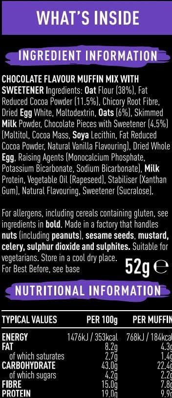 FUEL10K Double Chocolate Oat Muffin Protein Snack Pot, 52g