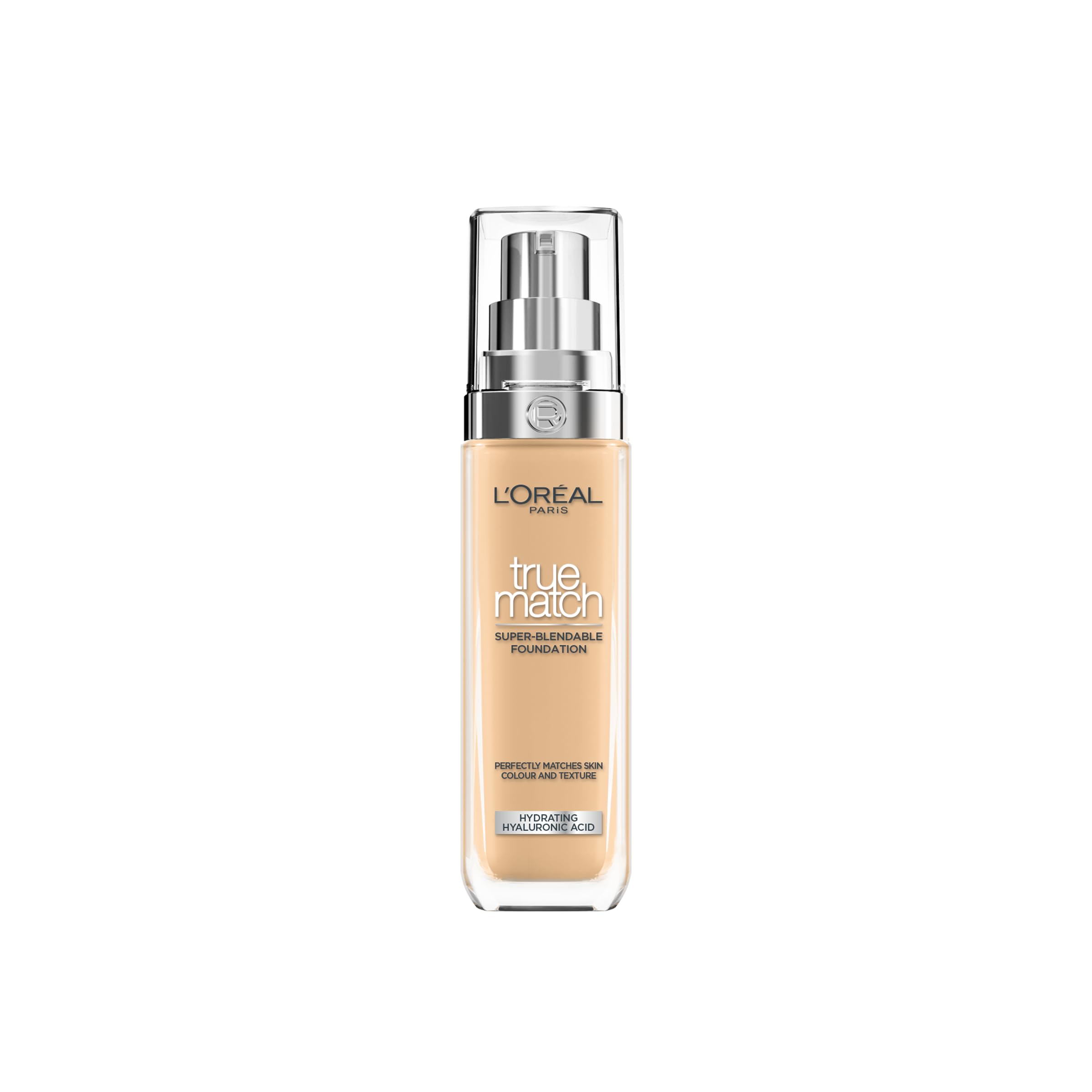 L'Oreal Paris True Match Hydrating Liquid Foundation - 24h Hydration, Hyaluronic Acid, SPF 16, 4W Golden Natural, 30 ml