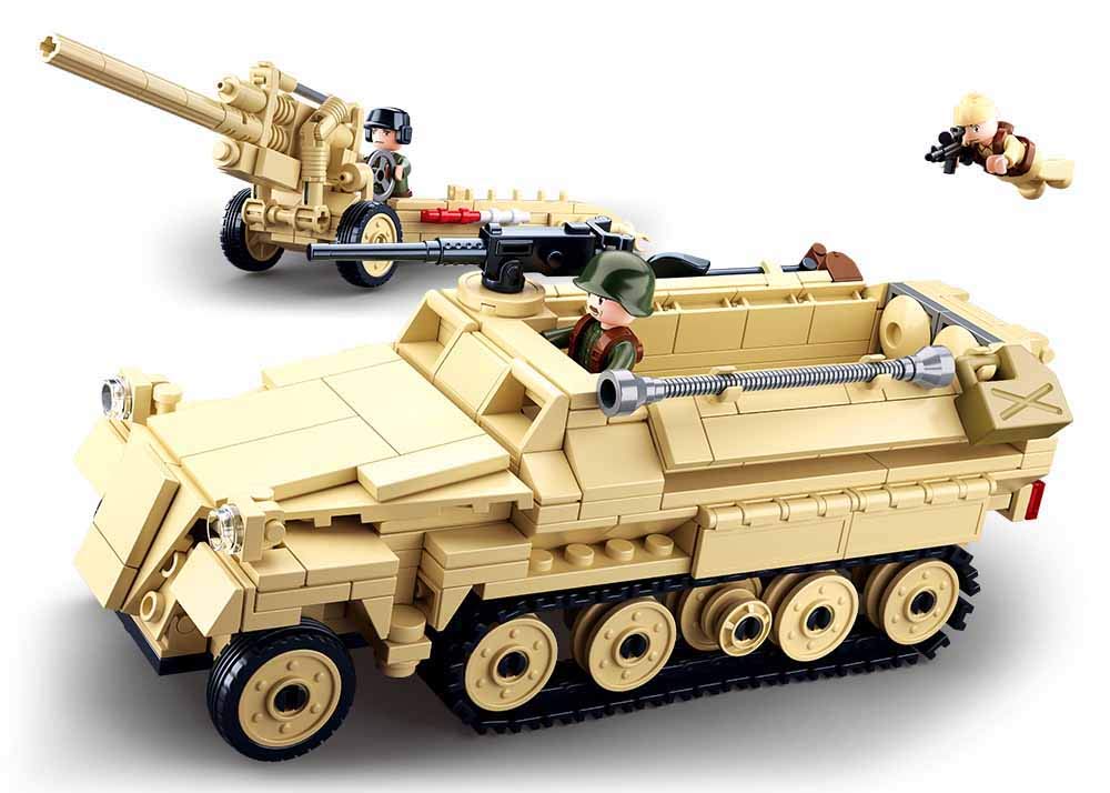 Sluban M38-B0695 WWII SD.KFZ. 251 Half-Track K18 105MM Cannon Building Set