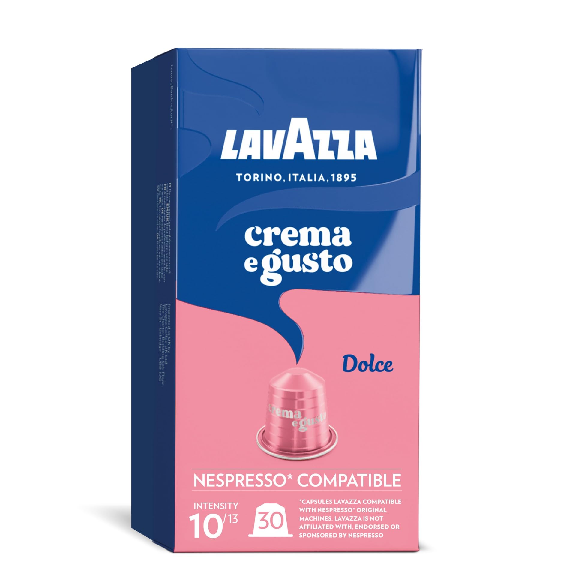 Lavazza Crema e Gusto Dolce Coffee Capsules - 30 Count Aluminium Pods | Intensity 10