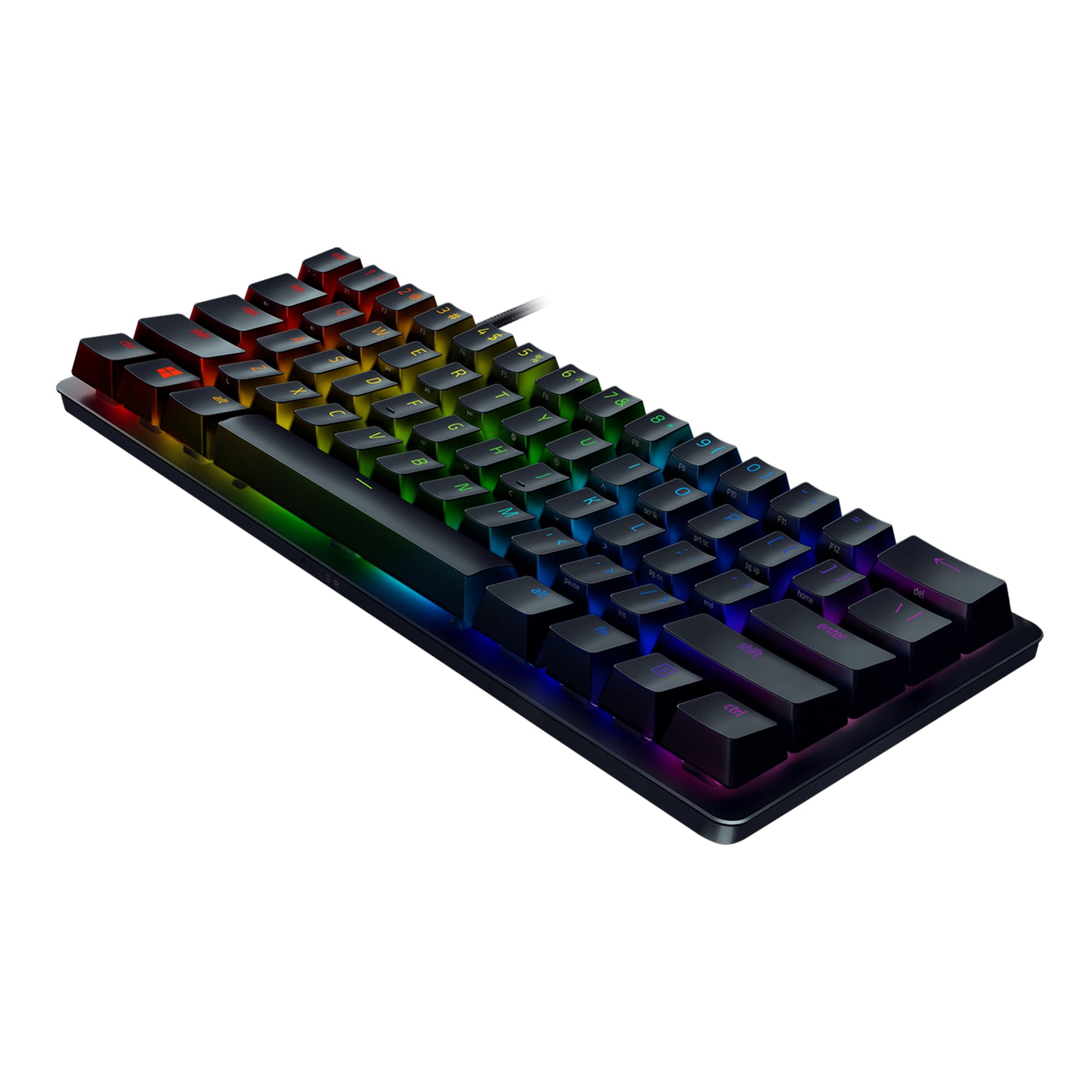 Razer Huntsman Mini - 60% Compact Gaming Keyboard with Purple Clicky Optical-Mechanical Switches, Doubleshot PBT Keycaps, Detachable USB-C Cable | UK Layout | Black