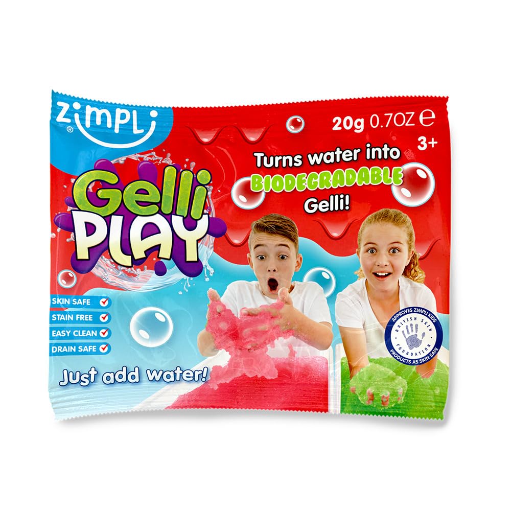 Zimpli Kids Gelli Powder, Green & Red - Magically Turns Water into Thick, Colourful Goo 7