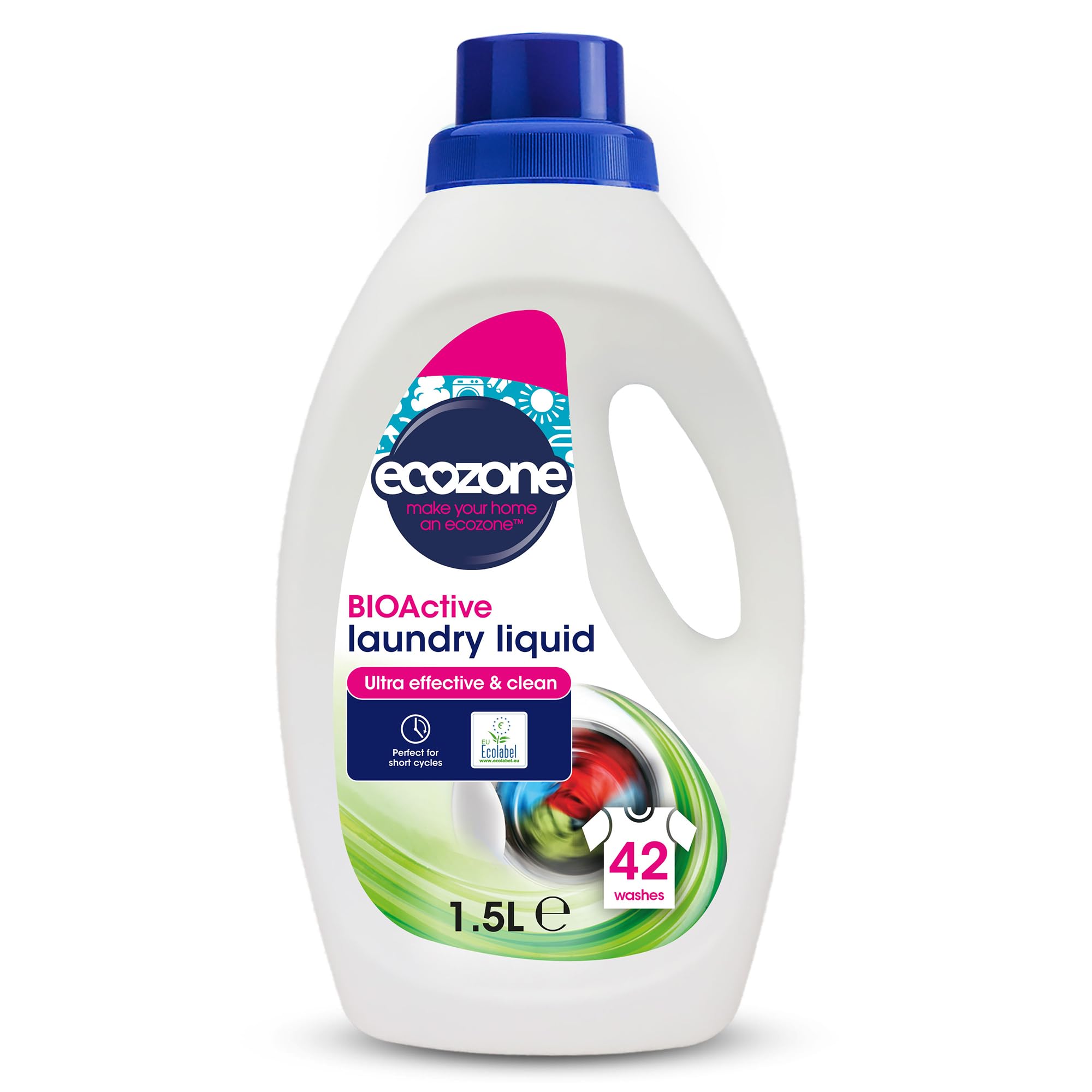 Ecozone BIOActive Laundry Cleaner Liquid Detergent - 1.5L | Plant-Based | EU Ecolabel Certified 1