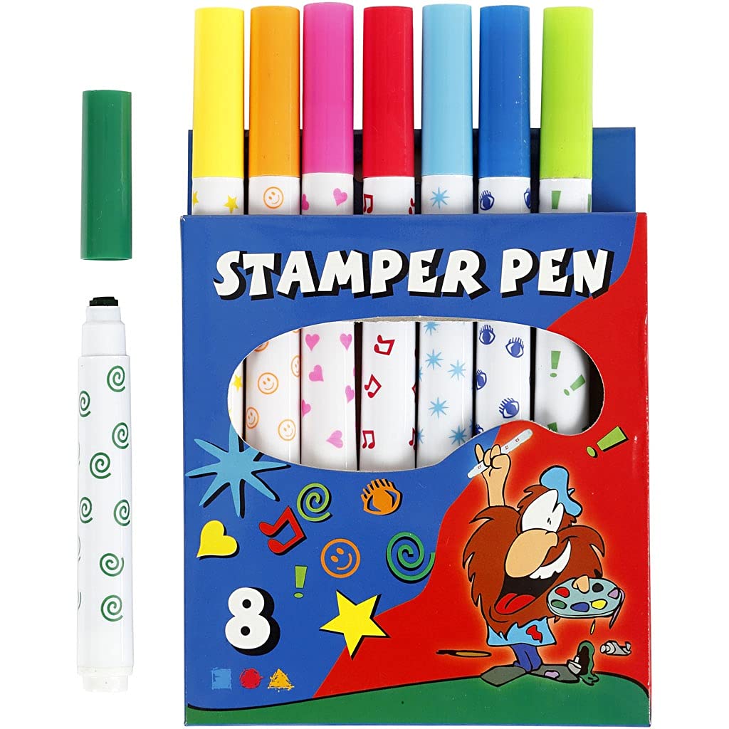 Creativ 100263 Stamp Markers - 8 Assorted Colours Water-Based Stamp Effect Markers 7
