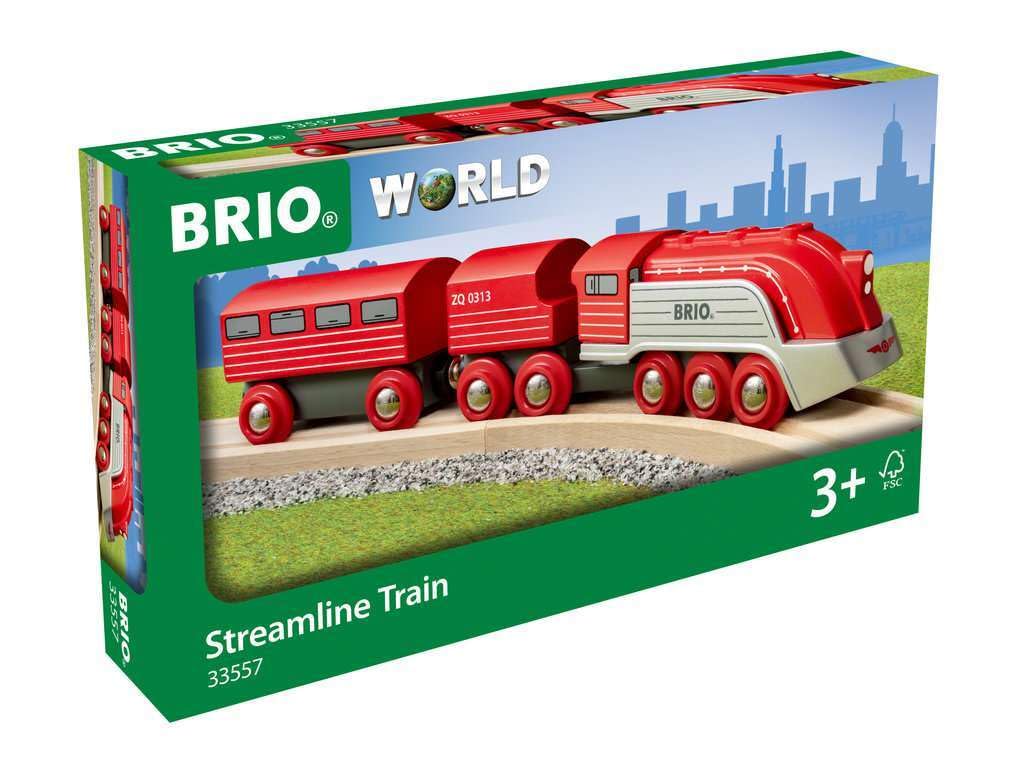 BRIO Streamline Train Set with Tender and Carriage | Retro-Futuristic Design | Ages 3+ | Wood 3