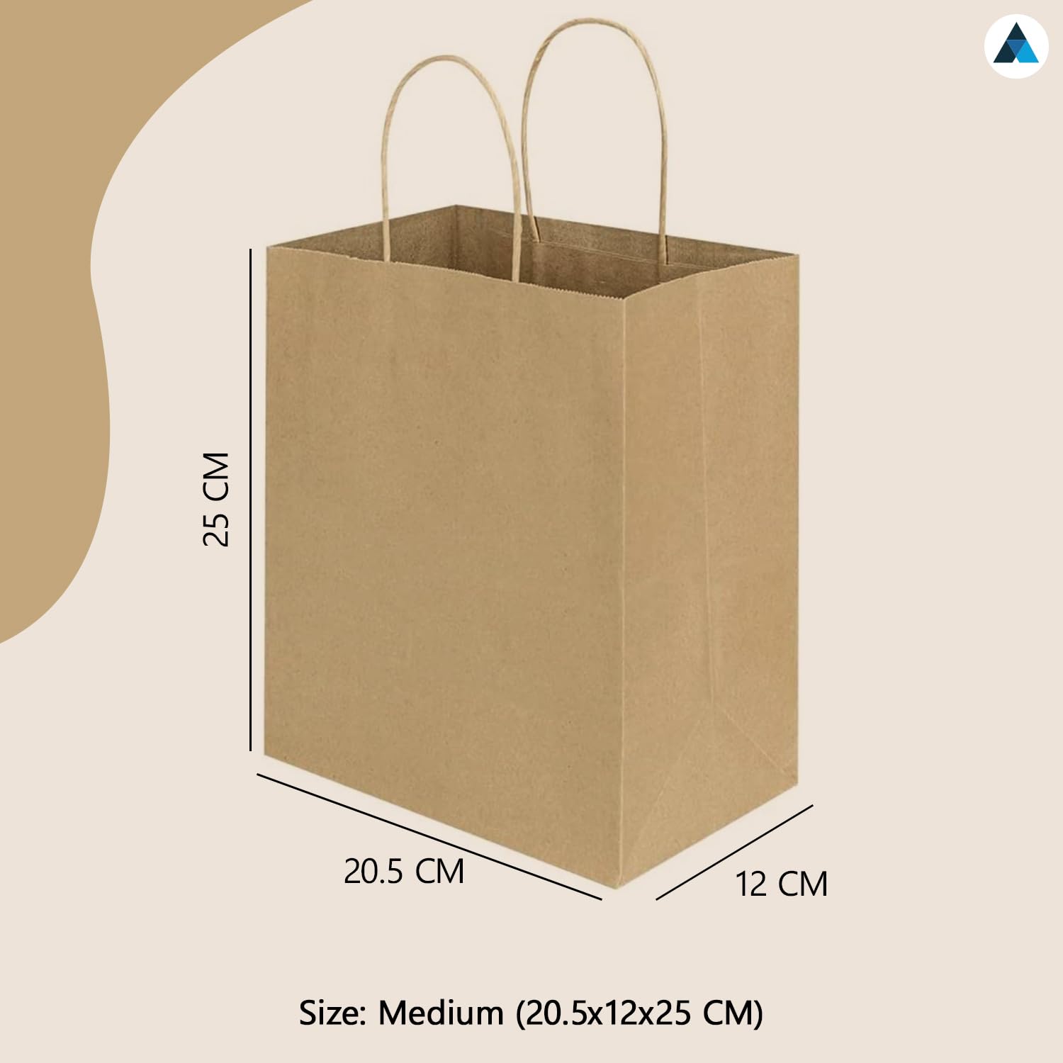Nationwide Paper Medium Brown Kraft Paper Gift Bags with Handles - 50 Count | Eco-Friendly & DIY Ready 2