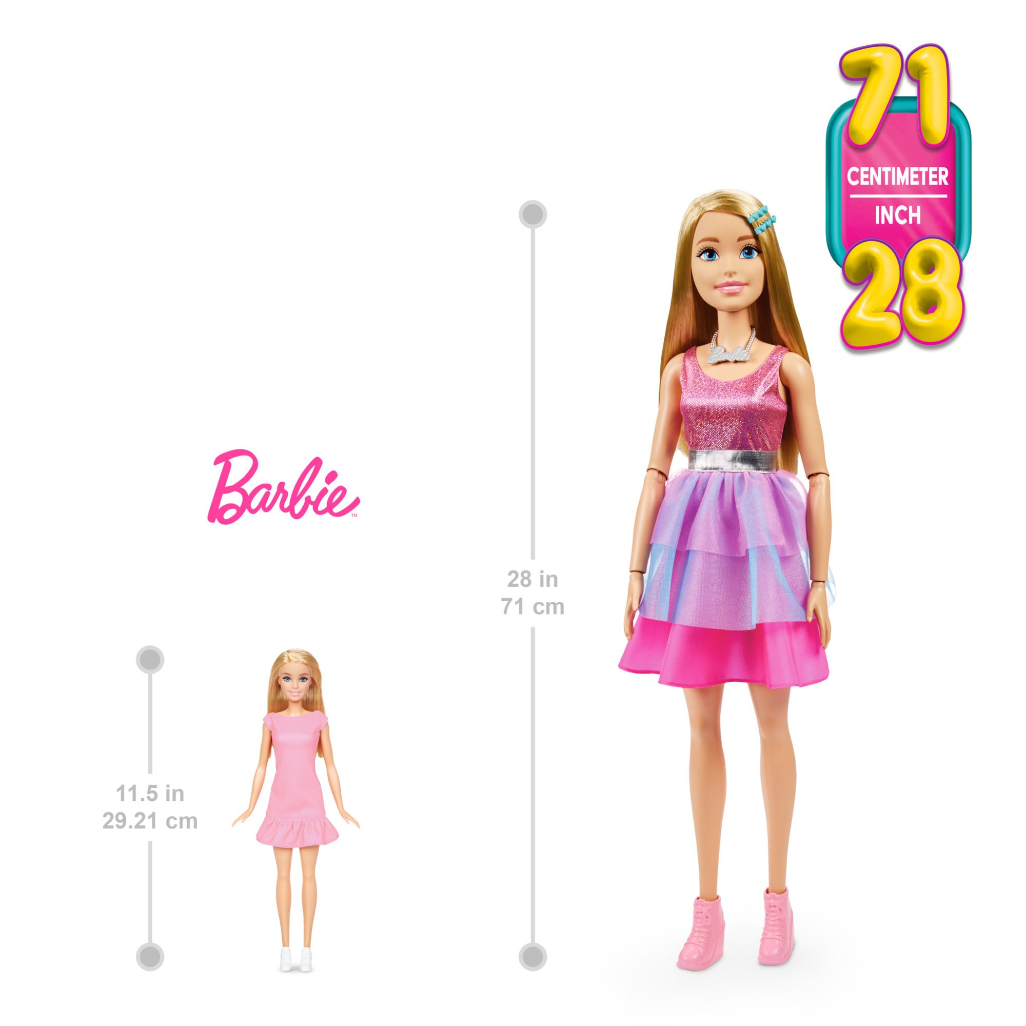 Barbie - Large 28-Inch Blonde Doll with Shimmery Pink Dress and Accessories 7