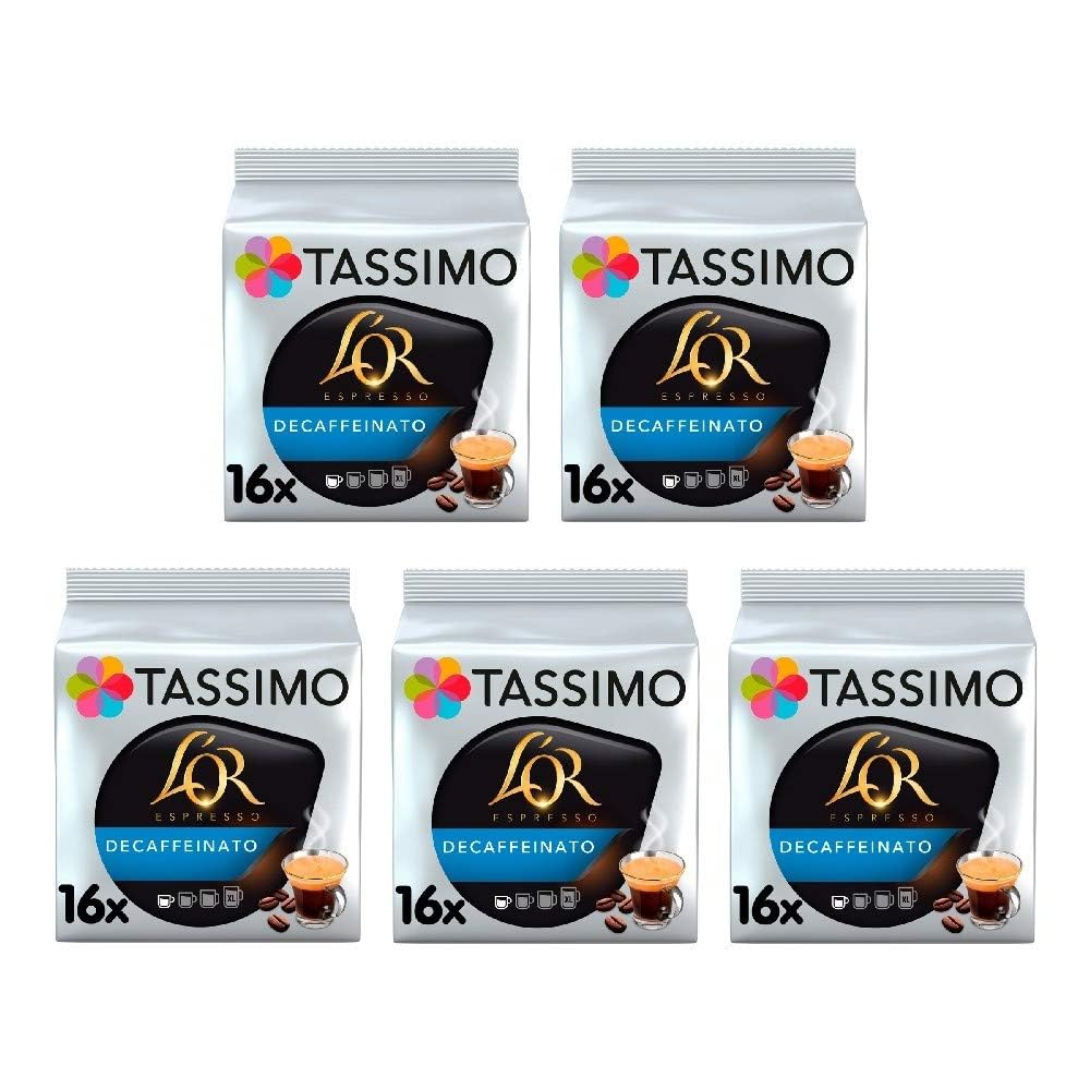 Tassimo L'OR Espresso Decaffeinato Coffee Pods x16 (Pack of 5, 80 Total Servings)