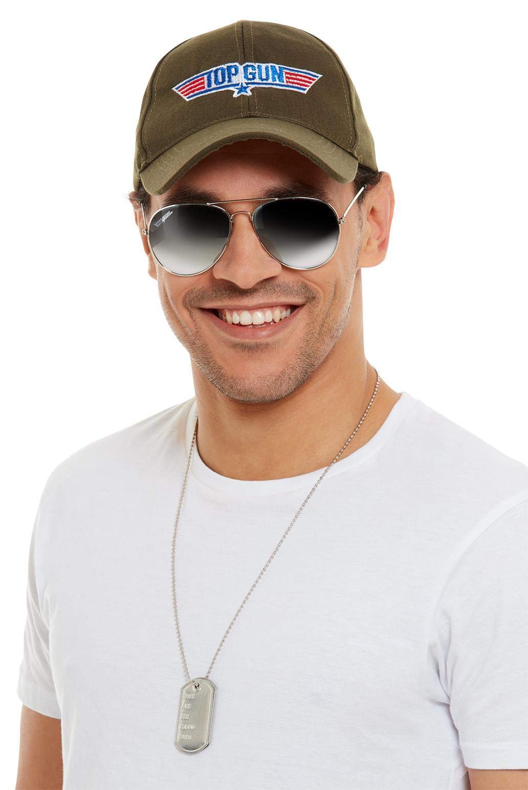 Smiffys Top Gun Instant Kit - Unisex Adult, Khaki, One Size