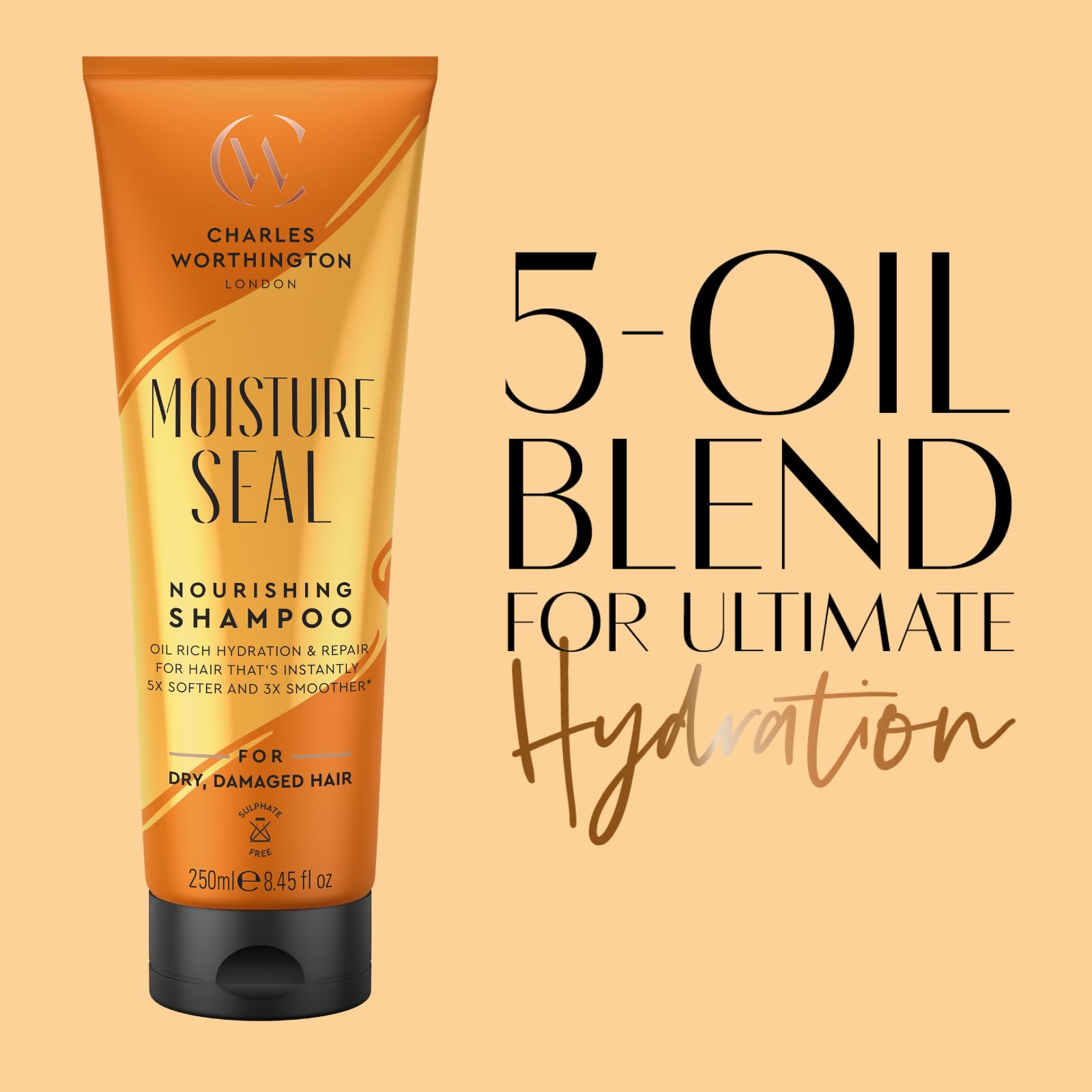 Charles Worthington Moisture Seal Nourishing Shampoo - Deep Moisture for Dry Hair, 250 ml